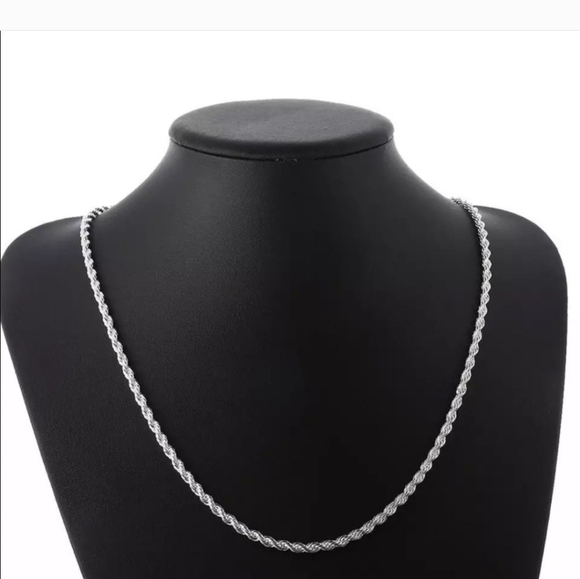 925 Sterling Silver 4mm Twisted Rope chain Necklace 20" - Picture 2 of 8